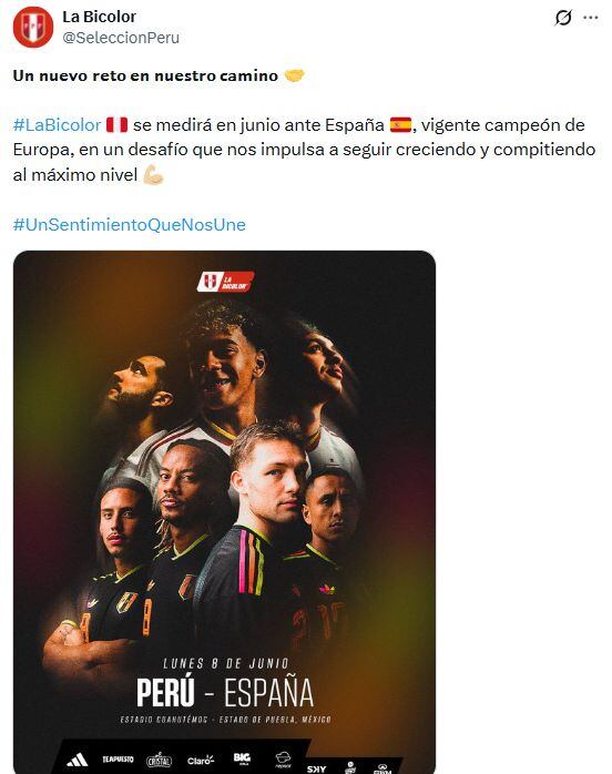 España confirma amistoso ante Perú en el Estadio Cuauhtémoc rumbo al Mundial 2026.