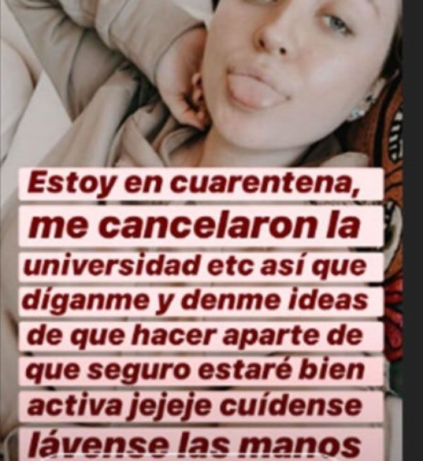 Hija de Angélica Rivera en cuarentena