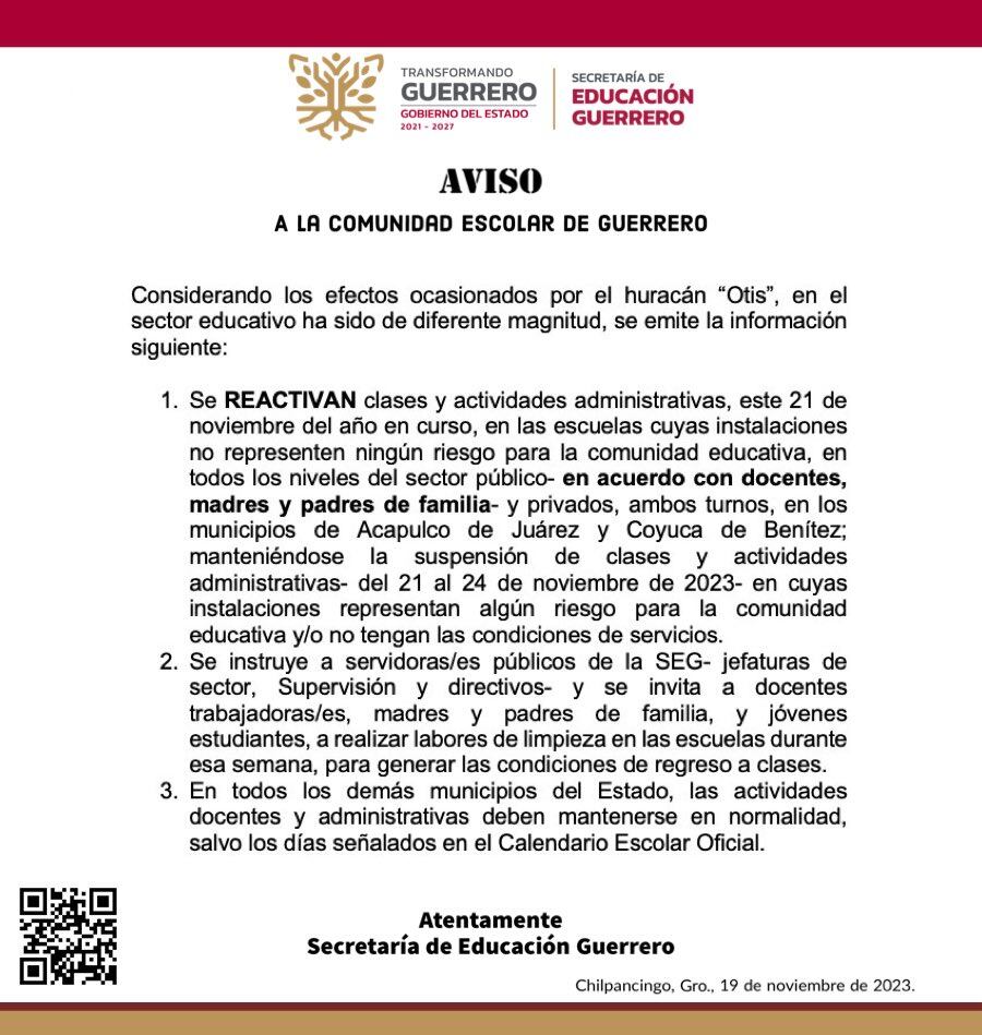 Regreso a clases en Acapulco y Coyuca de Benítez