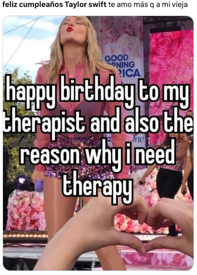 Taylor Swift cumple años este 13 de diciembre y lo celebran con memes