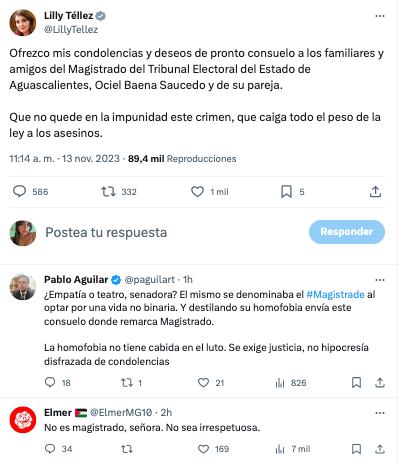 Lilly Téllez no respeta la identidad no binarie de le magistrade Jesús Ociel Baena Saucedo