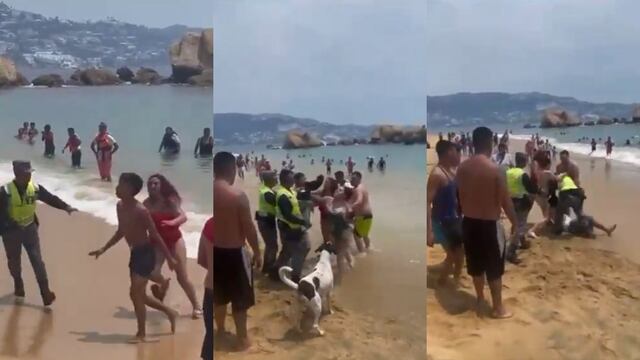 Pelea viral entre turistas y agentes de la Guardia Nacional en Acapulco
