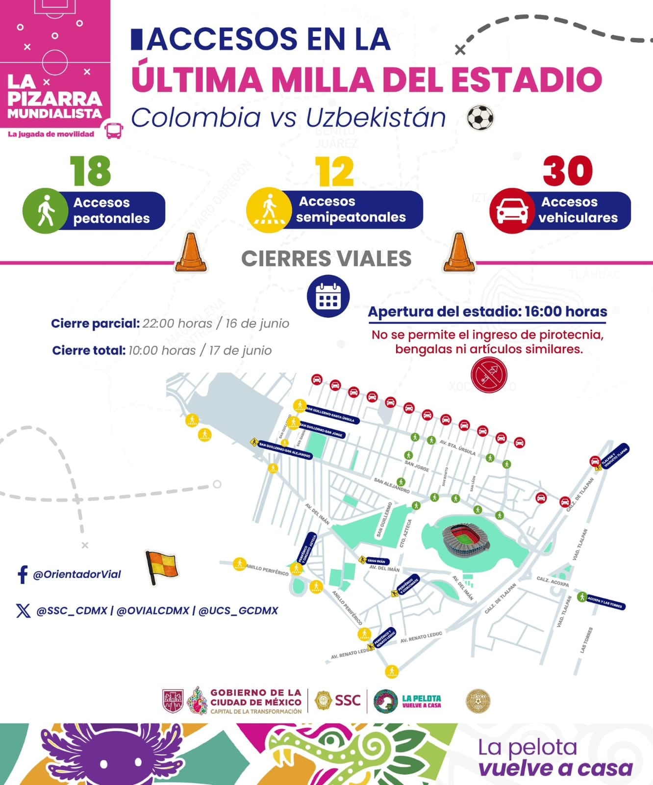 CDMX activa operativo especial en Estadio Banorte por Uzbekistán vs Colombia