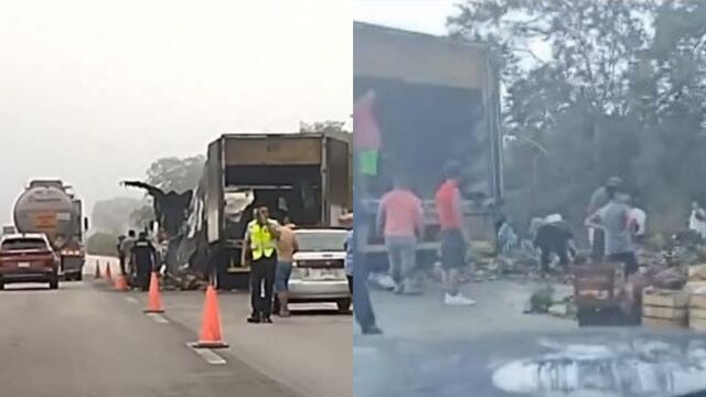 Tráiler en carretera Mérida-Cancún registra incendio y rapiña