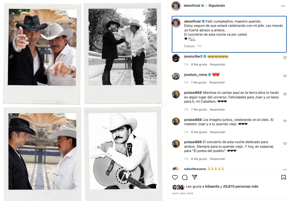 Alejandro Fernández rinde tributo a Joan Sebastian