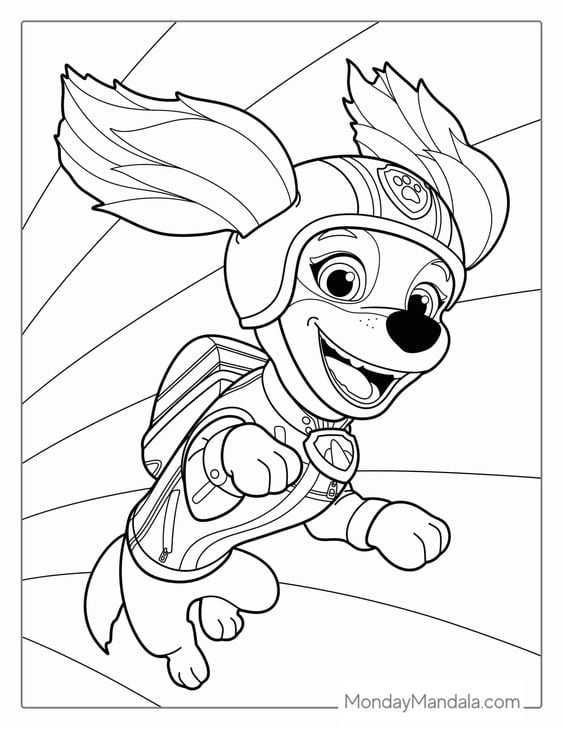 Dibujos de Skye y las cachorras de Paw Patrol para colorear por el Día Internacional de la Niña