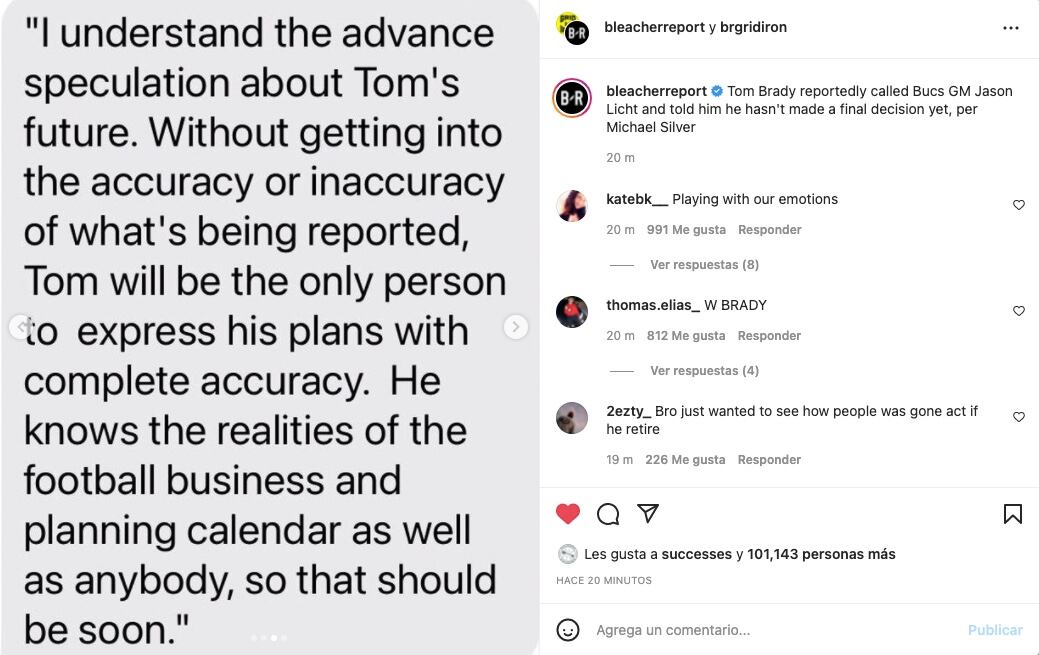 Tom Brady aún no ha tomado una "decisión final" sobre su retiro