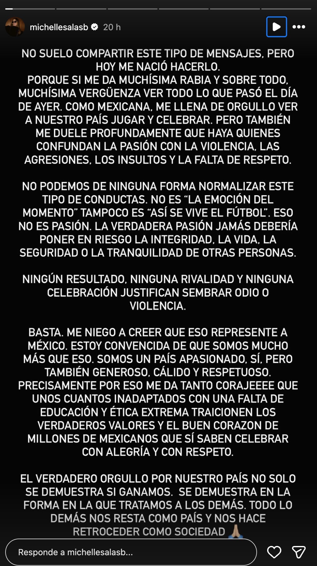 Michelle Salas se manifiesta en contra de la violencia