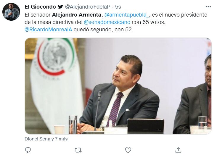 Alejandro Armenta es elegido como nuevo presidente de la Mesa Directiva en el Senado