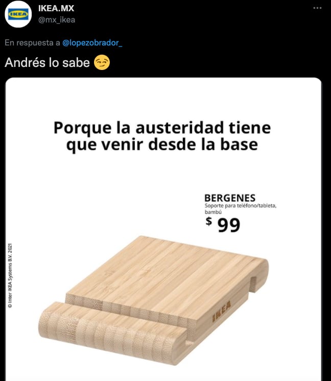 Ikea presume la austeridad “desde la base” de AMLO