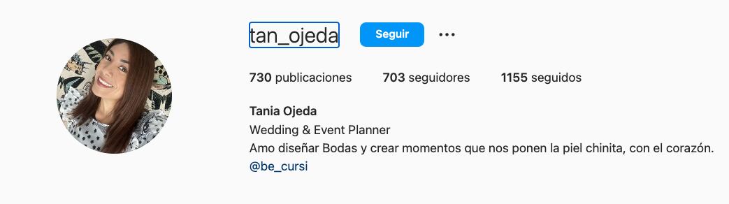 Instagram de la estafadora