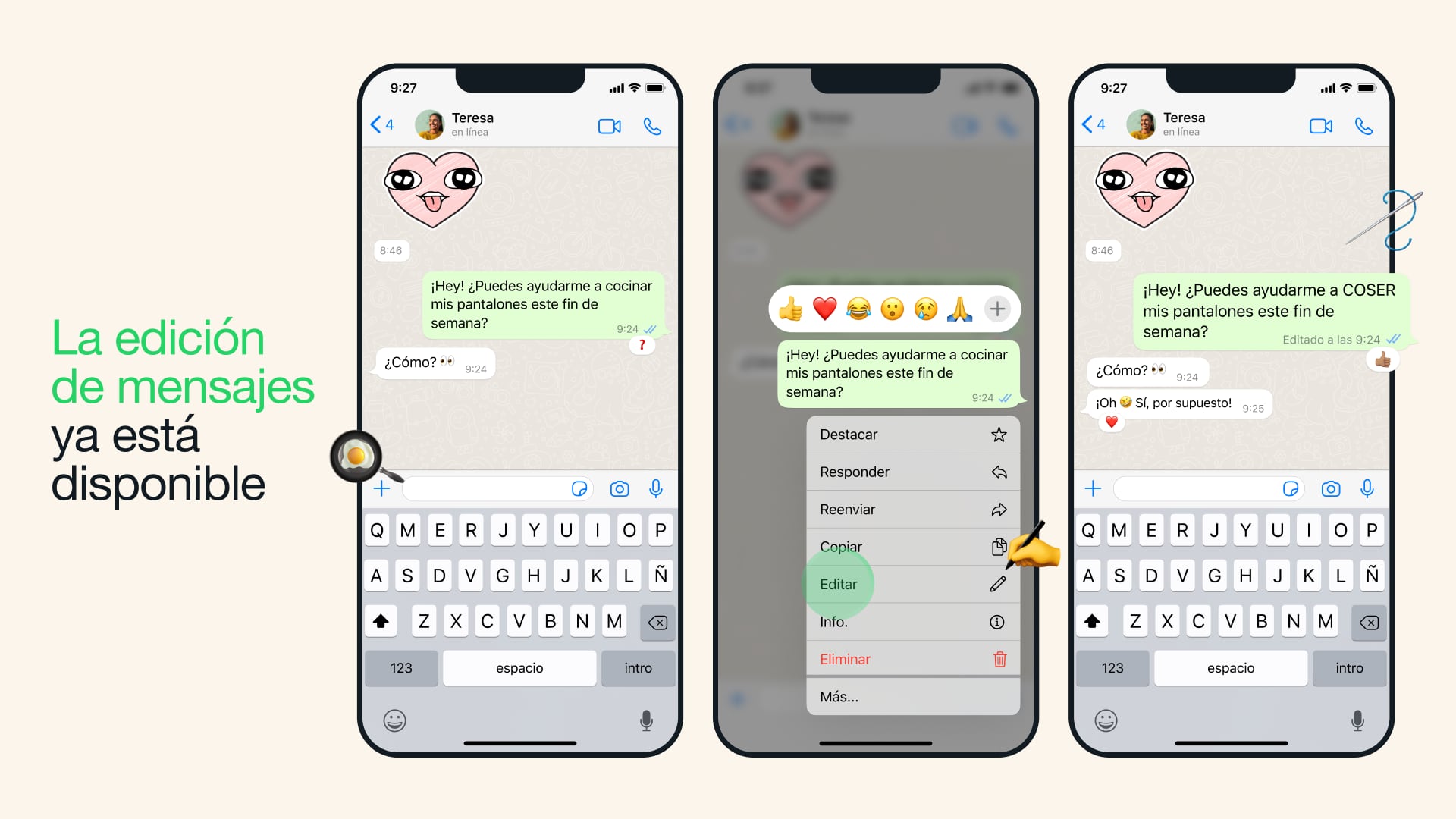 Función de editar mensajes ya está disponible en WhatsApp