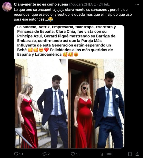 Aseguran que Clara Chía está embarazada