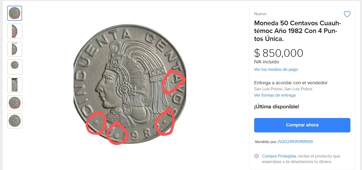Esta moneda viejita de 50 centavos vale 850 mil pesos por estas razones