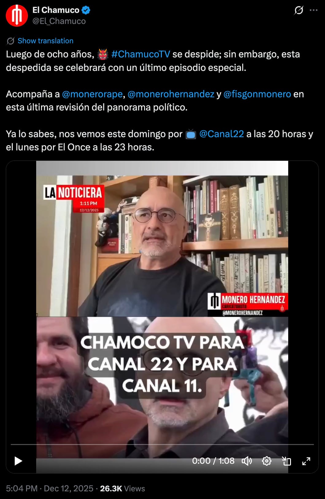 Chamuco TV se despide: anuncia el fin de sus transmisiones