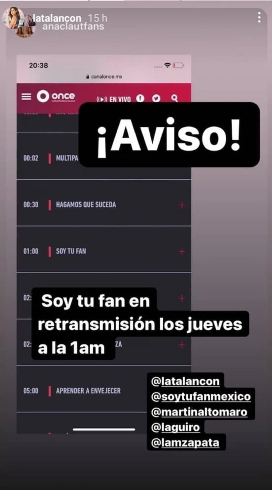 Horario 'Soy tu fan'