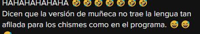La novia de Chuky trae menos filo en chismes que Pati Chapoy.