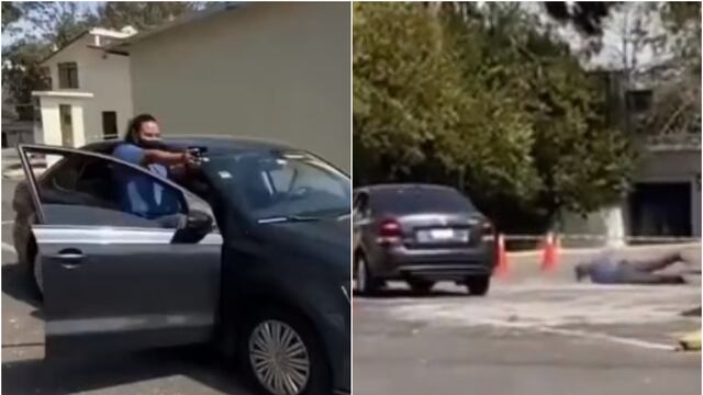 Mujer policía sale disparada en entrenamiento