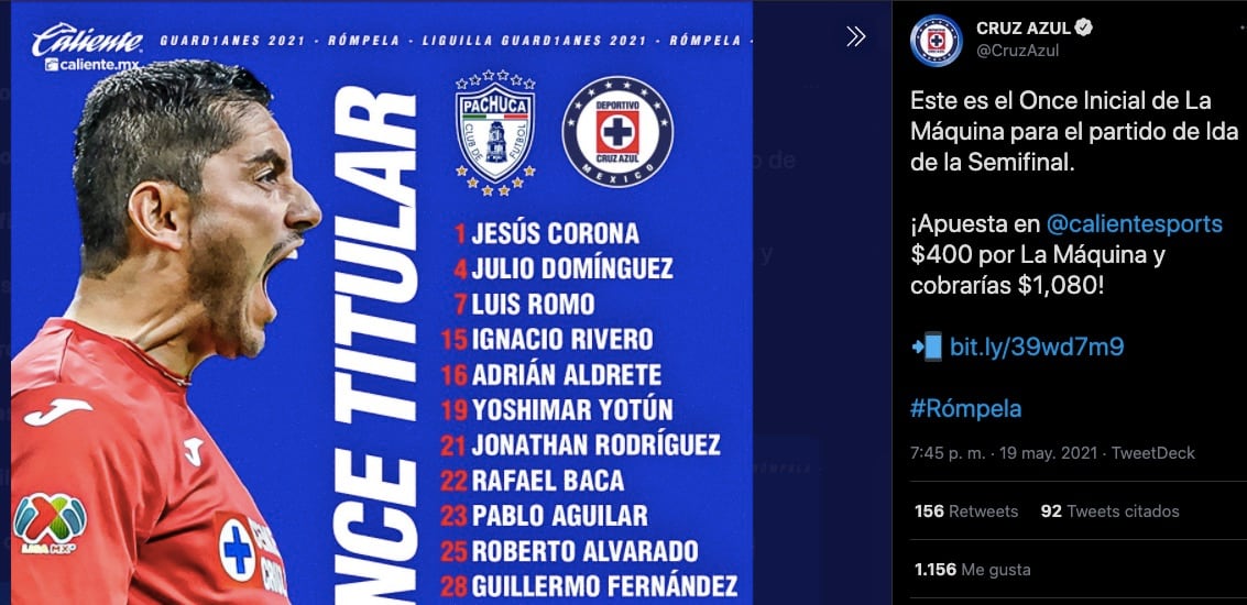 Así saltará La Máquina al Hidalgo