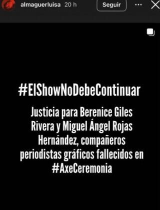 Mensaje de apoyo a las víctimas de Axe Ceremonia 2025