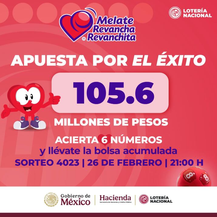 Resultados Sorteo Melate, Revancha y Revanchita 4023 de Lotería Nacional: Estos son los números ganadores
