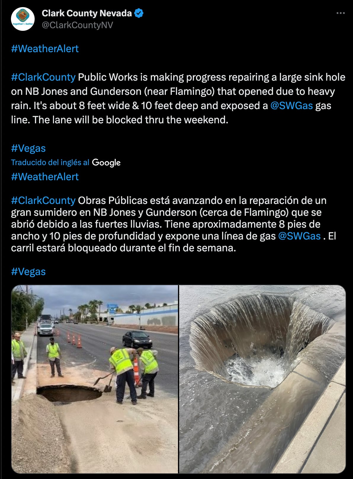 Socavón en Las Vegas