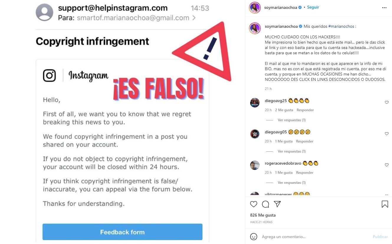 Mariana Ochoa revela que intentaron hackear su cuenta de Instagram