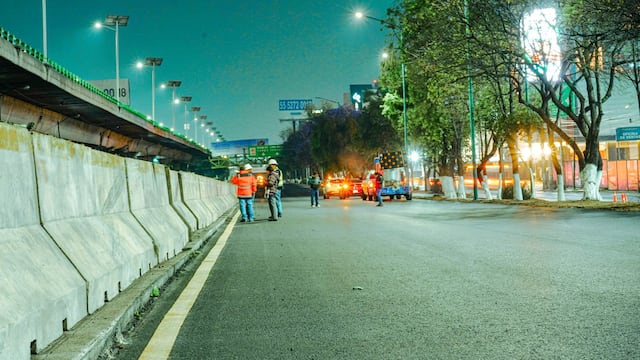 Delfina Gómez avanza en obras del Periférico Norte con balizamiento y luminarias.