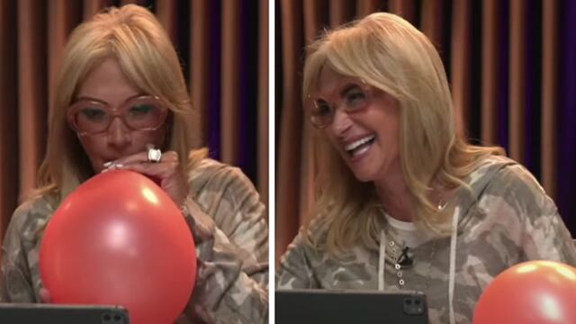 Adela Micha inhala helio en La Saga