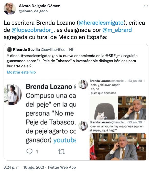 Tuit de Álvaro Delgado