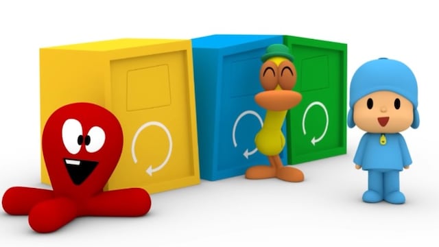 Pocoyó pone la basura en su lugar