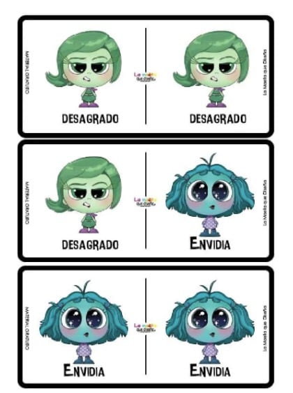 Actividades de Intensamente 2: Dominó para imprimir con todos los personajes
