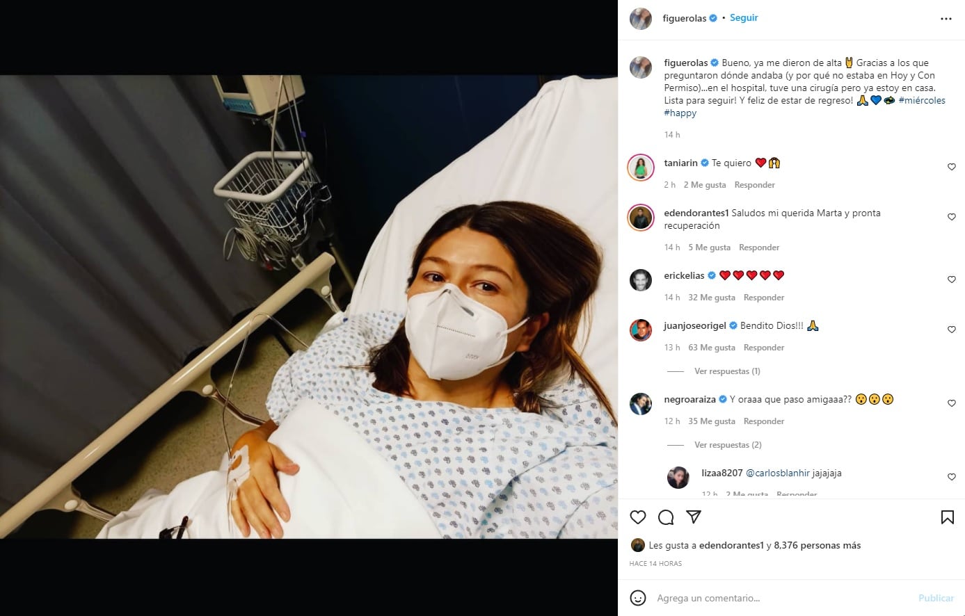 Martha Figueroa comparte foto desde el hospital