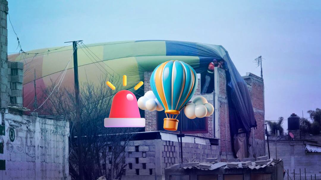 Teotihuacán: globo aerostático aterriza de emergencia en una vivienda