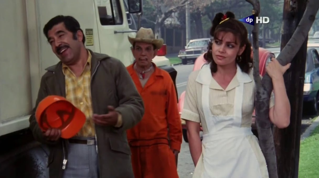 María Sorté y Cantinflas en El Barrendero
