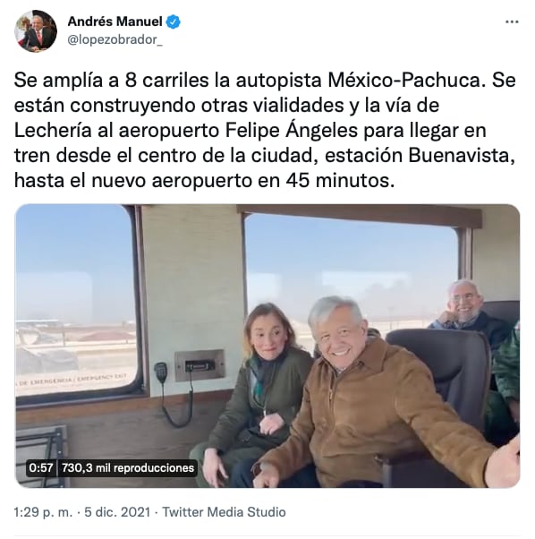 AMLO presumiendo en nuevo tren para llegar al AIFA/@lopezobrador_