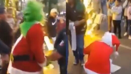 VIDEO: La pelea de El Grinch y Santa Claus en Aguascalientes que terminó en arresto