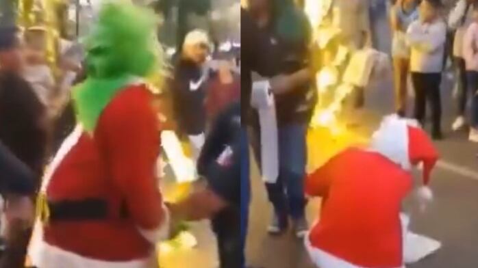 VIDEO: La pelea de El Grinch y Santa Claus en Aguascalientes que terminó en arresto