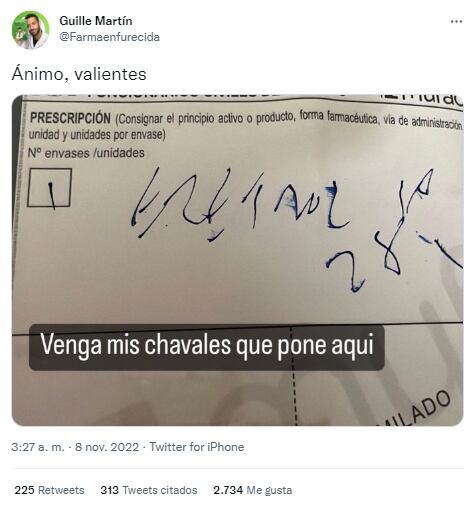 Receta médica escrita por un doctor