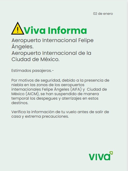 Banco de niebla en el AICM