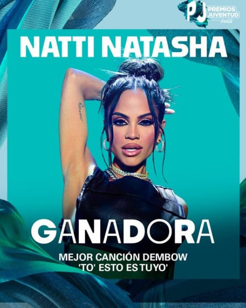 Natti Natasha gana en la mejor categoría a Mejor Canción Dembow