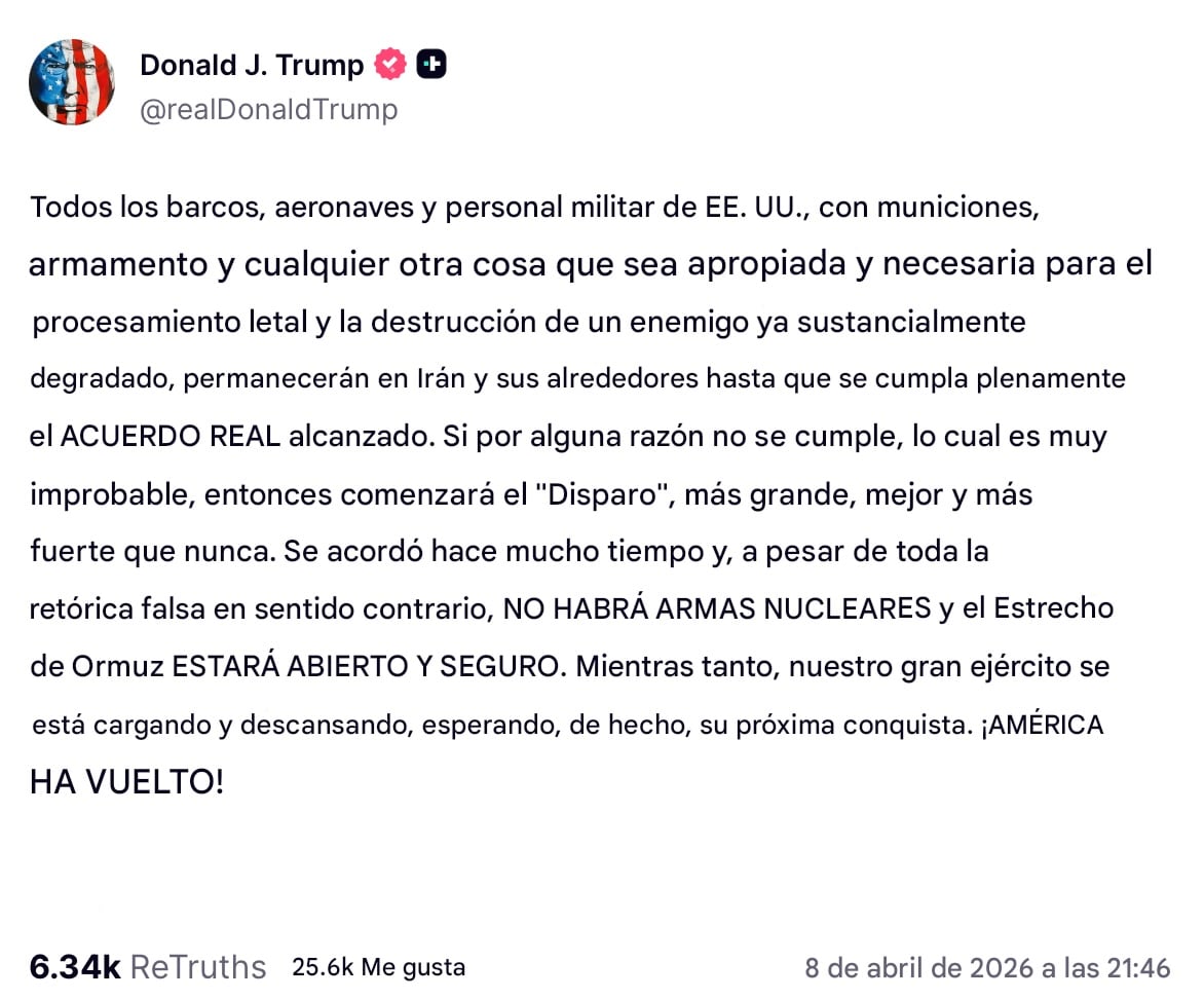 Donald Trump amenaza a Irán con “destrucción letal” si no hay acuerdo real
