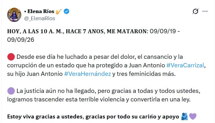 “La justicia no ha llegado”: María Elena Ríos cumple 7 años del ataque con ácido