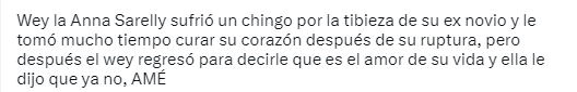 Llaman 'tibio' a Tor, el exnovio de Anna Sarelly.
