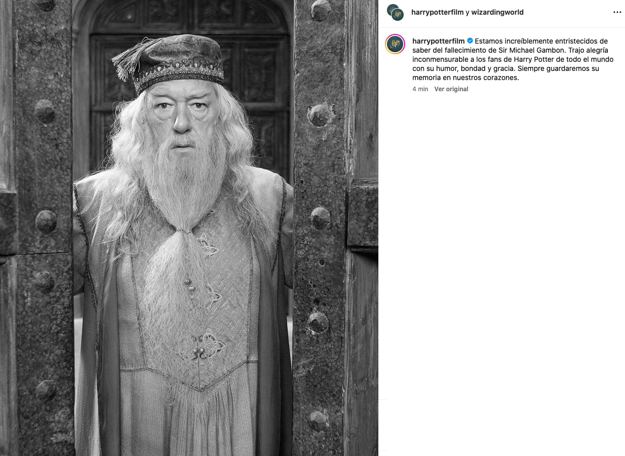 Redes sociales de Harry Potter despiden a Michael Gambon, el actor que hizo a Albus Dumbledore.