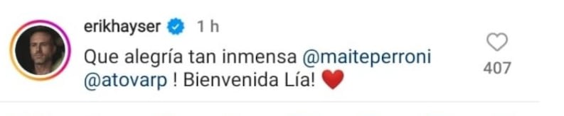 Celebridades reaccionan al nacimiento de Lía, la primogénita de Maite Perroni y Andrés Tovar