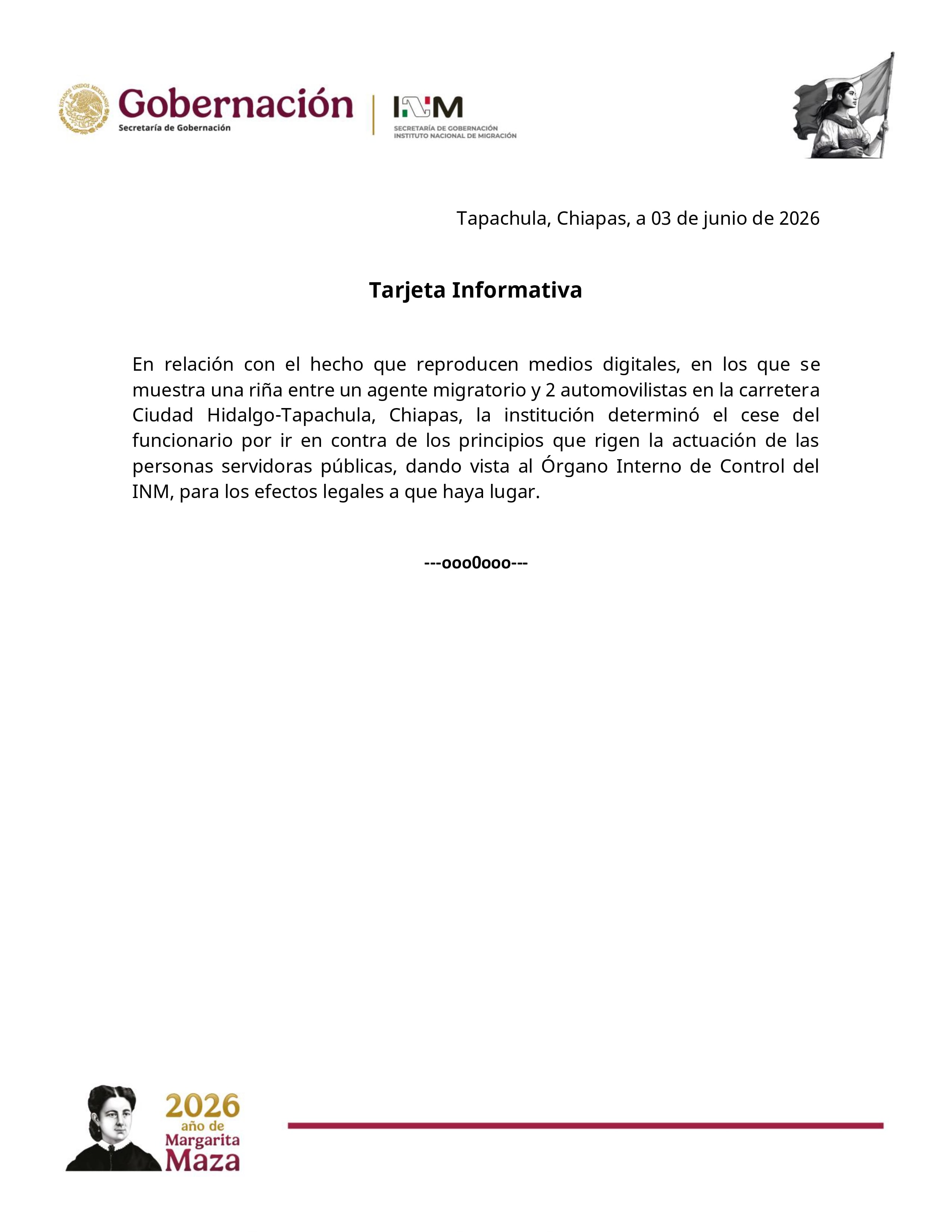 INM anuncia el cese inmediato del funcionario que se hizo viral por agredir a dos conductores