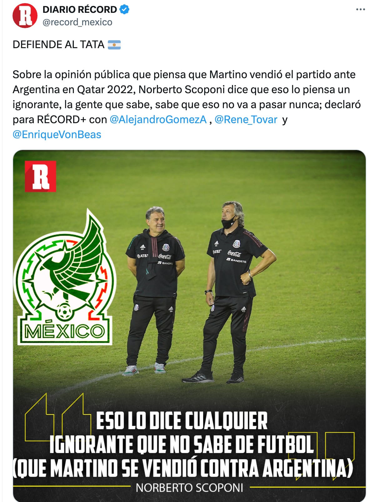 Auxiliar del Tata Martino sobre Edson Álvarez