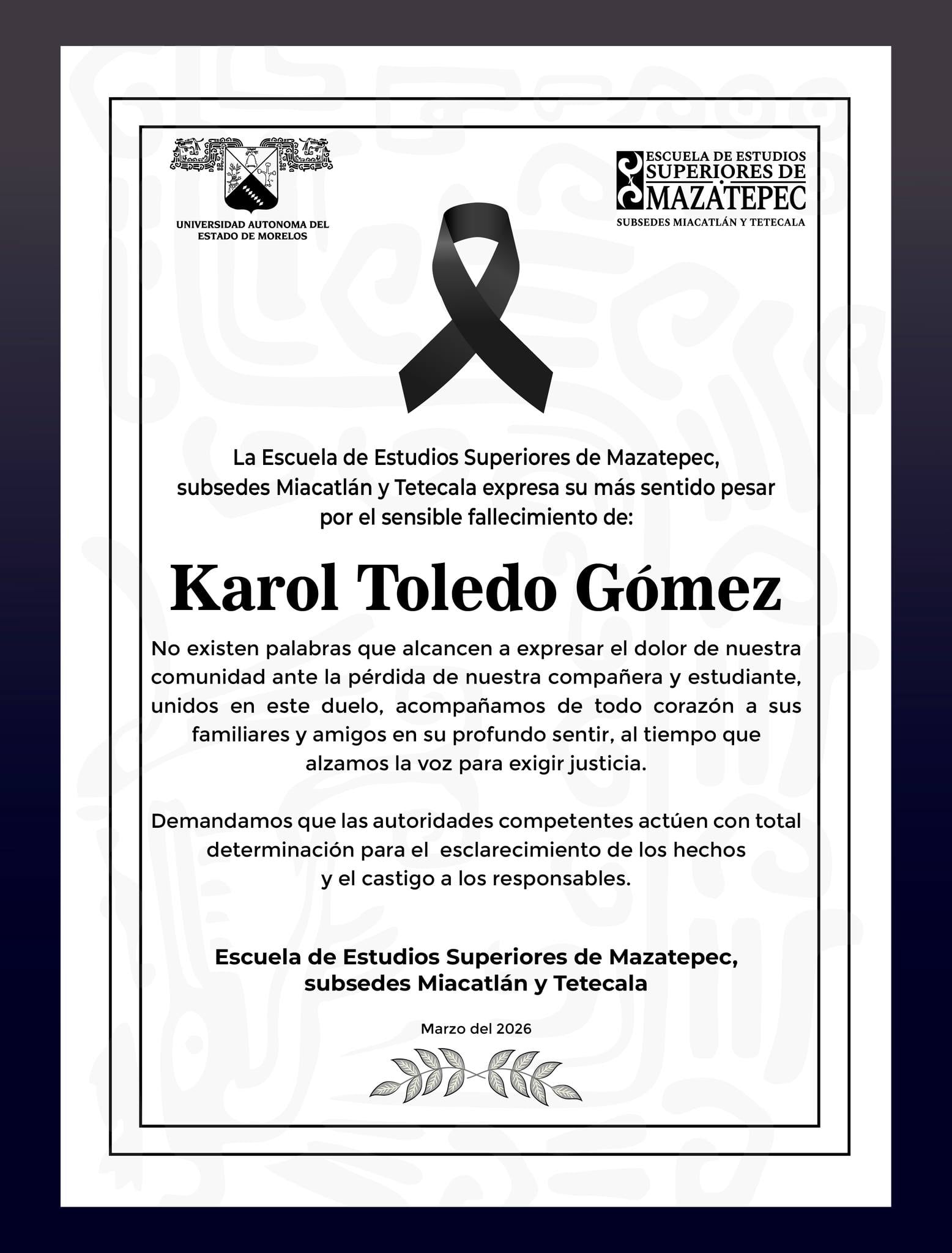 Karol Toledo fue encontrada muerta