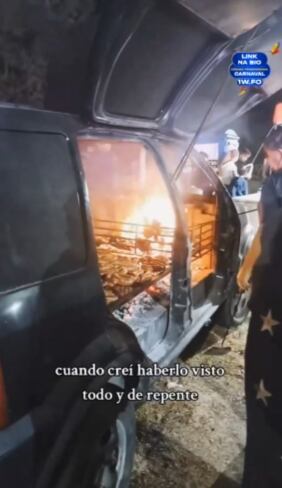 Carro viejo convertido en asado